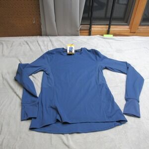 Spyder Active Sweatshirt Women Small Blue Long Sleeve Thumbhole Wick Run Jog NEW
